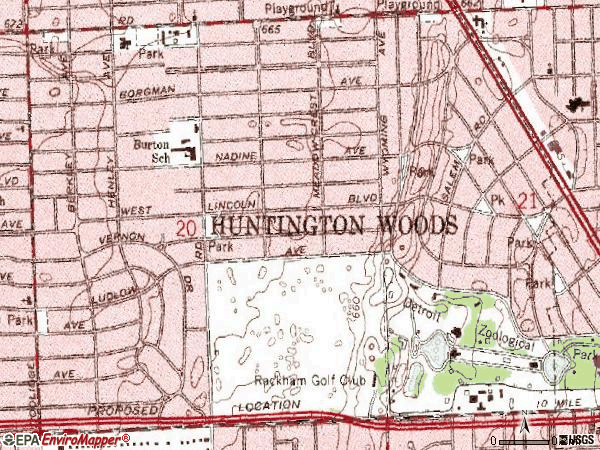Zip code 48070 topographic map