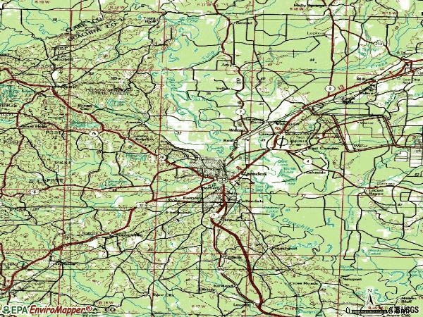 Zip code 71701 topographic map