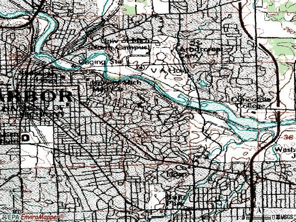 Zip code 48104 topographic map