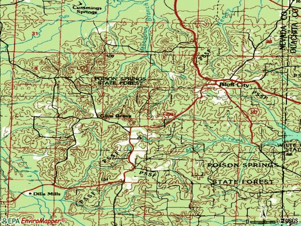 Zip code 71722 topographic map