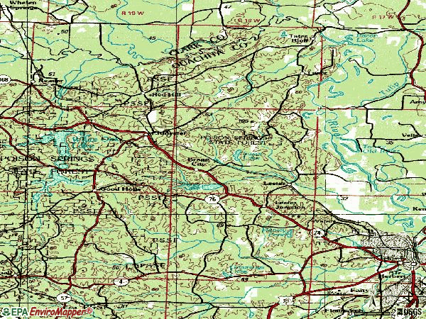 Zip code 71726 topographic map