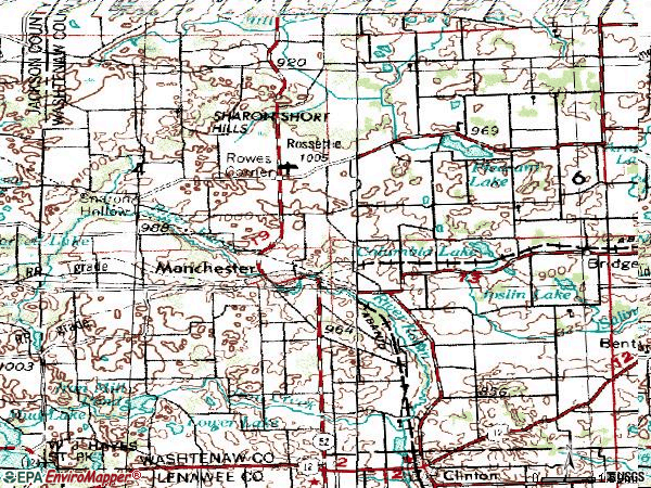 Zip code 48158 topographic map