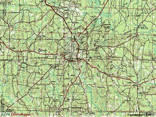 Zip code 71730 topographic map