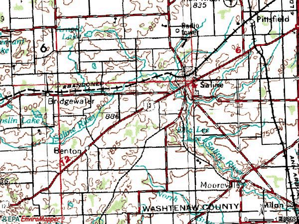 Zip code 48176 topographic map