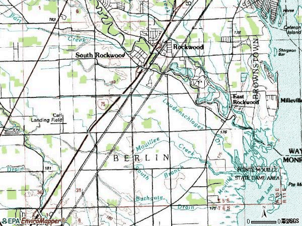Zip code 48179 topographic map