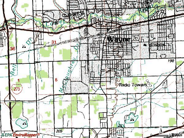 Zip code 48184 topographic map