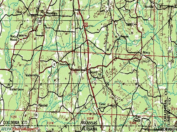 Zip code 71740 topographic map