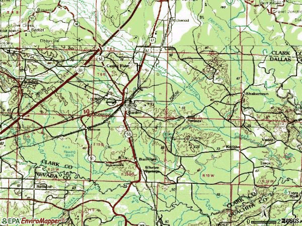 Zip code 71743 topographic map