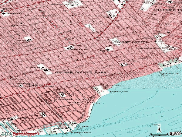 Zip code 48230 topographic map