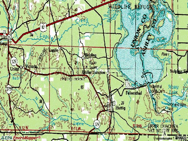 Zip code 71747 topographic map