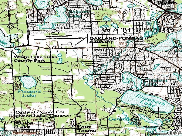 Zip code 48327 topographic map