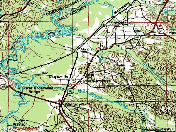 Zip code 35441 topographic map