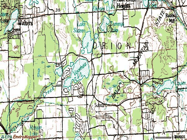 Zip code 48360 topographic map