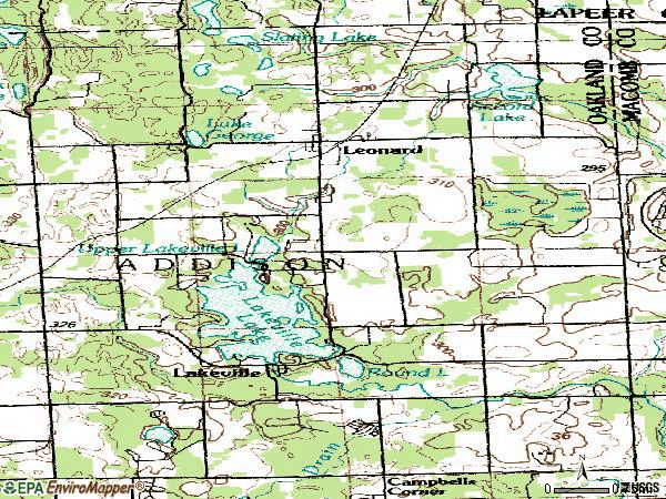 Zip code 48367 topographic map
