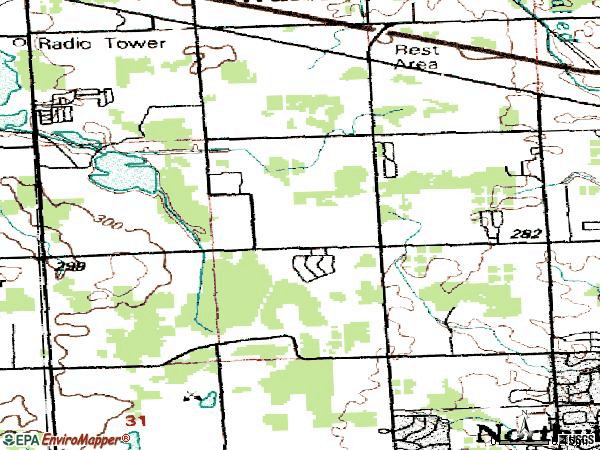 Zip code 48374 topographic map