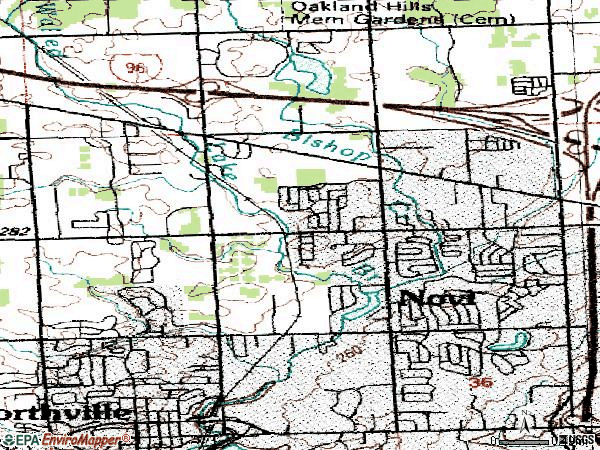 Zip code 48375 topographic map