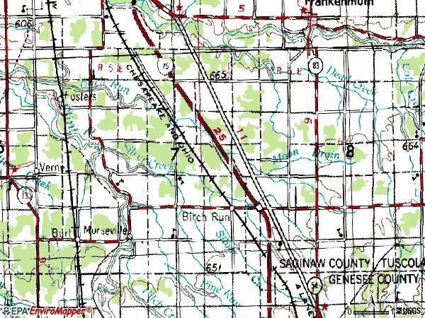 Zip code 48415 topographic map
