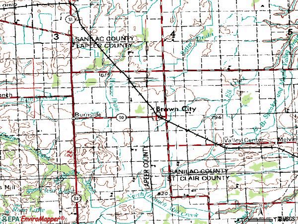 Zip code 48416 topographic map