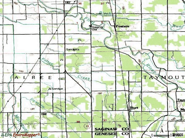 Zip code 48417 topographic map