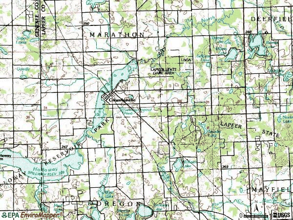 Zip code 48421 topographic map