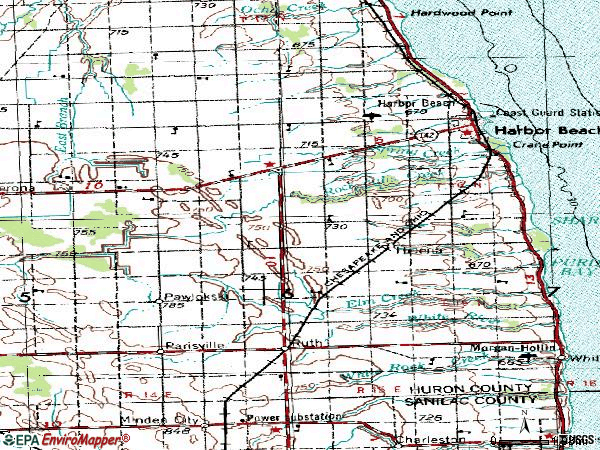 Zip code 48441 topographic map