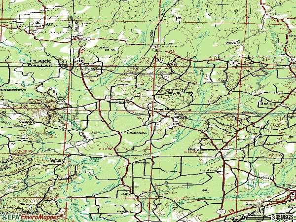 Zip code 71763 topographic map