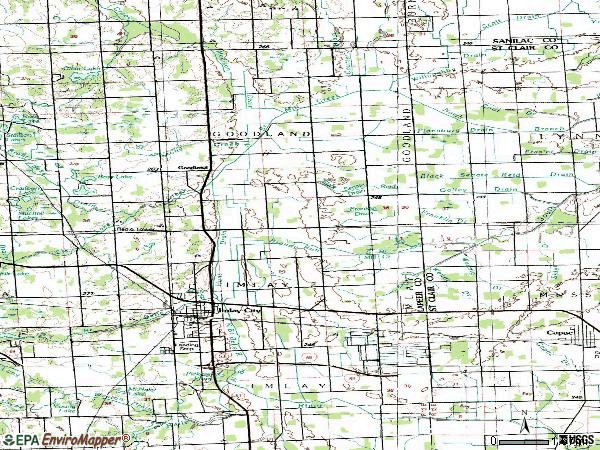 Zip code 48444 topographic map