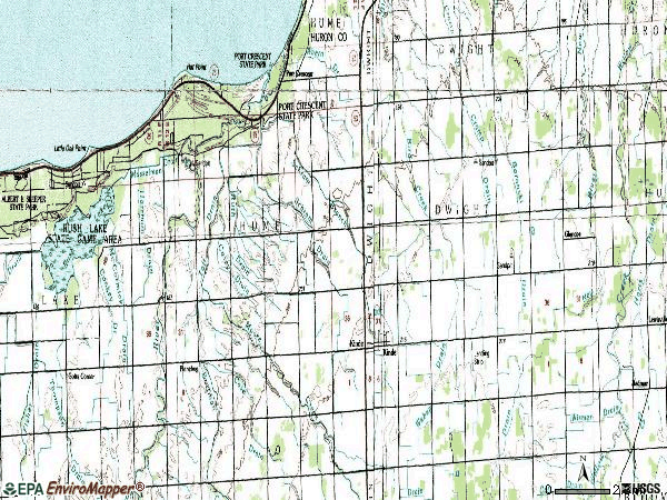 Zip code 48445 topographic map