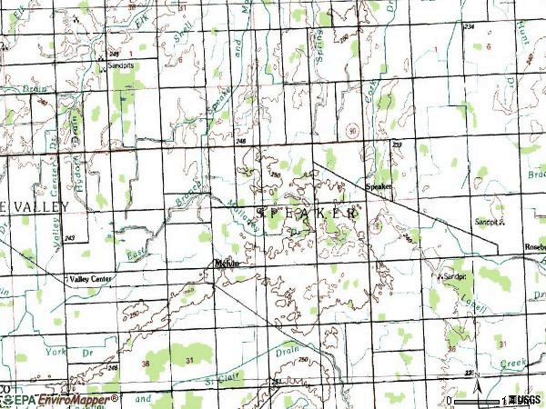 Zip code 48454 topographic map