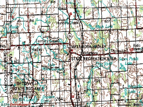 Zip code 48455 topographic map