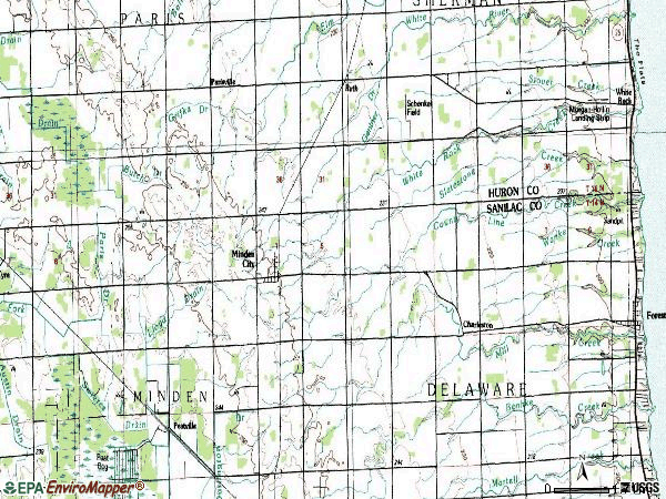 Zip code 48456 topographic map