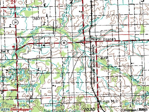 Zip code 48461 topographic map