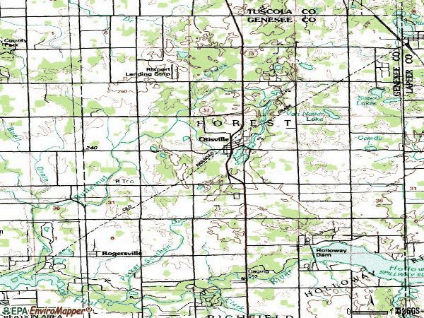 Zip code 48463 topographic map