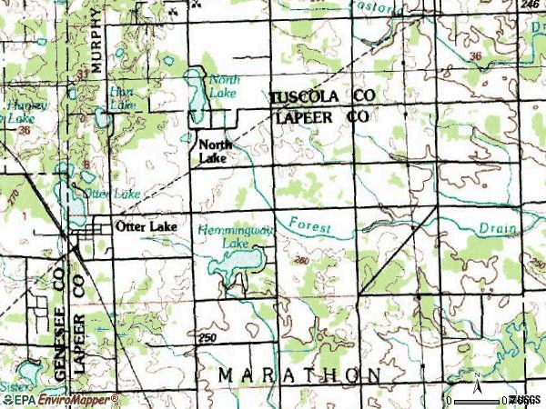 Zip code 48464 topographic map