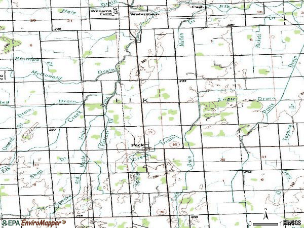 Zip code 48466 topographic map