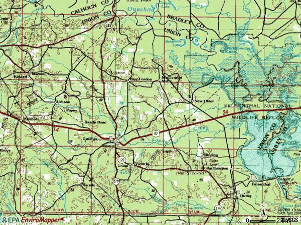 Zip code 71765 topographic map