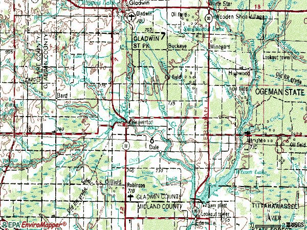 Zip code 48612 topographic map