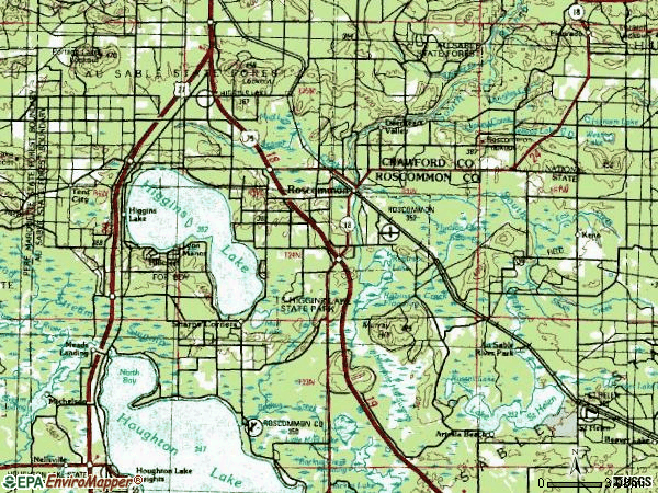 Zip code 48653 topographic map