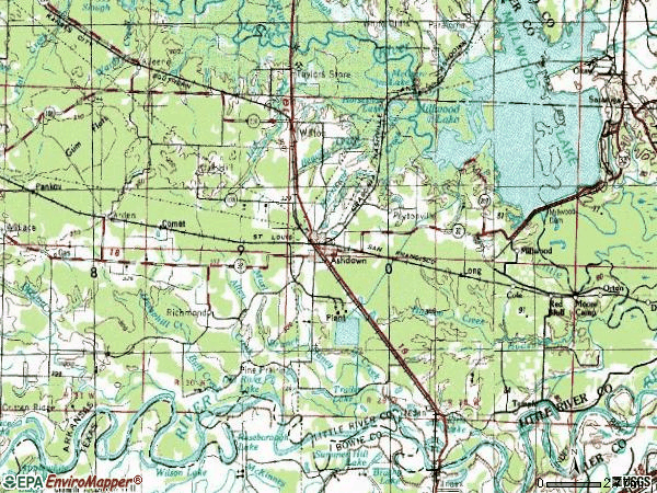 Zip code 71822 topographic map