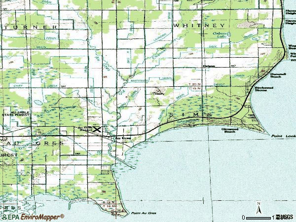Zip code 48703 topographic map