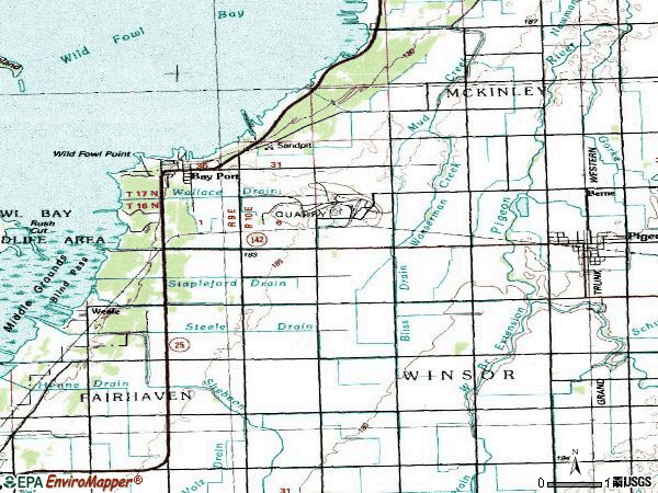 Zip code 48720 topographic map