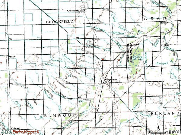 Zip code 48735 topographic map