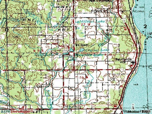 Zip code 48740 topographic map
