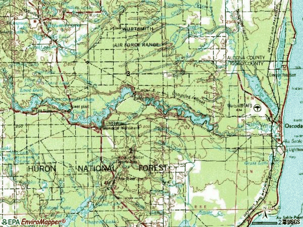 Zip code 48750 topographic map