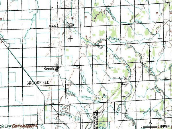 Zip code 48754 topographic map