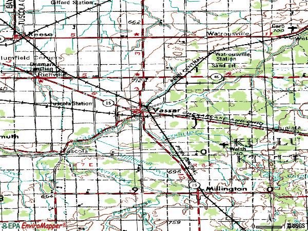 Zip code 48768 topographic map