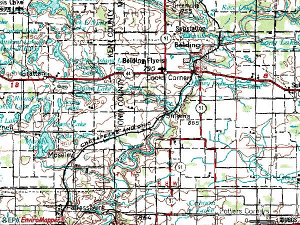 Zip code 48809 topographic map