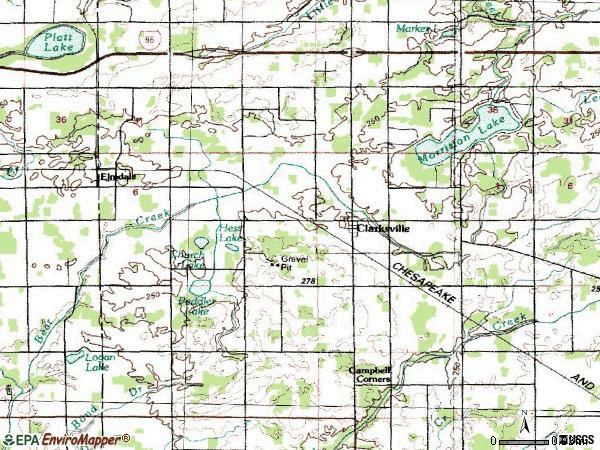 Zip code 48815 topographic map