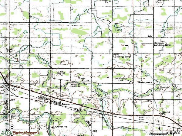 Zip code 48822 topographic map