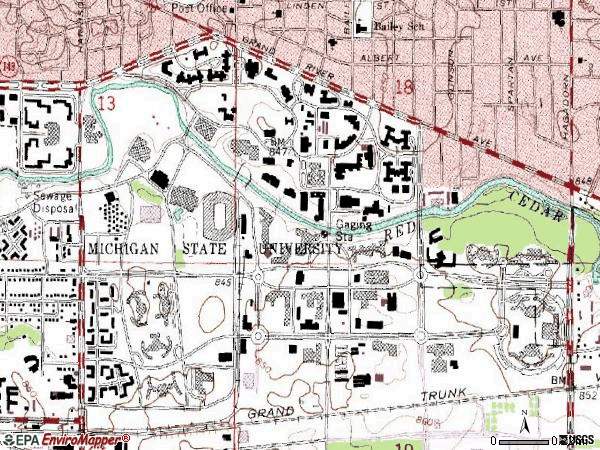 Zip code 48824 topographic map